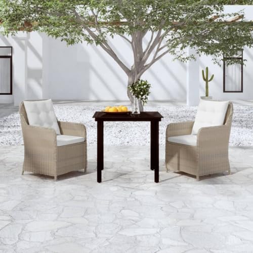 3-TLG. Garten-Essgruppe Braun für Terrasse & Balkon, wetterfestes PE-Rattan Outdoor Möbel Set mit bequem gepolsterten Stühlen und Glastisch, ideal für Essbereich im Freien 3-TLG. Garten-Essgruppe Braun für Terrasse & Balkon, wetterfestes PE-Rattan Outdoor Möbel Set mit bequem gepolsterten Stühlen und Glastisch, ideal für Essbereich im Freien von Teenpull
