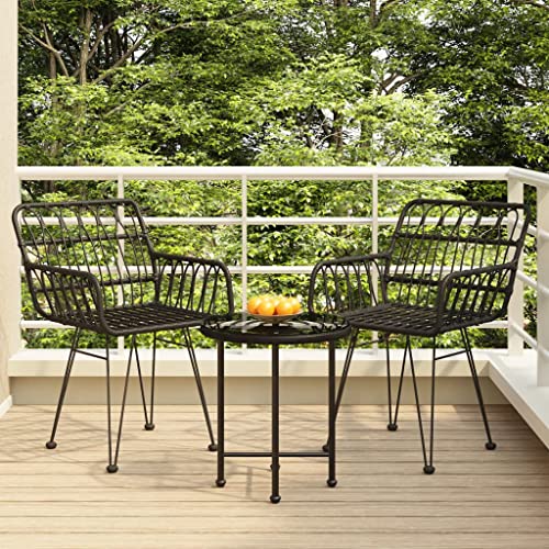 3-TLG. Garten-Essgruppe Schwarz Poly Rattan, Balkonmöbel Set mit 2 Stühlen und Glastisch, Robustes Outdoor Esszimmer für Terrasse und Veranda 3-TLG. Garten-Essgruppe Schwarz Poly Rattan, Balkonmöbel Set mit 2 Stühlen und Glastisch, Robustes Outdoor Esszimmer für Terrasse und Veranda von Teenpull