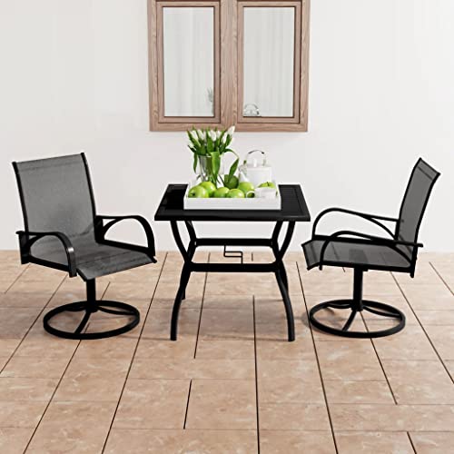 3-TLG. Garten-Essgruppe aus pulverbeschichtetem Stahl und atmungsaktivem Textilene, drehbare Stühle für Outdoor Patio Balkon Essbereich von Teenpull