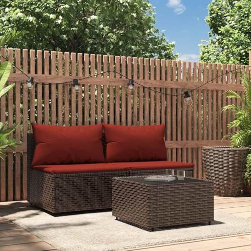3-TLG. Garten-Lounge-Set, Braun, Poly Rattan, mit Kissen, Outdoor-Sofa für Terrasse, Balkon, wetterfest, modular, modernes Design 3-TLG. Garten-Lounge-Set, Braun, Poly Rattan, mit Kissen, Outdoor-Sofa für Terrasse, Balkon, wetterfest, modular, modernes Design von Teenpull