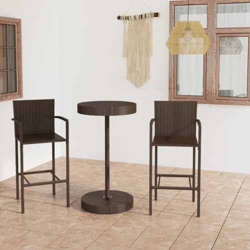 3-TLG. Gartenbar-Set, Poly Rattan Braun, runder Bistrotisch mit 2 Barhockern, modernes Outdoor-Möbel für Balkon & Terrasse 3-TLG. Gartenbar-Set, Poly Rattan Braun, runder Bistrotisch mit 2 Barhockern, modernes Outdoor-Möbel für Balkon & Terrasse von Teenpull