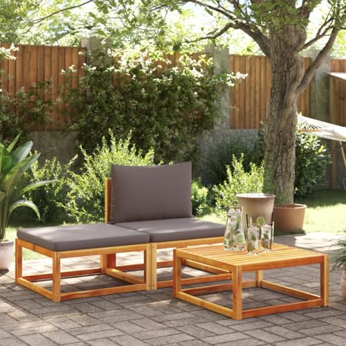 3-TLG. Gartensofa-Set aus Akazienholz mit Rattan-Rückenlehne, bequemen grauen Kissen, modular, witterungsbeständig für Terrasse & Balkon 3-TLG. Gartensofa-Set aus Akazienholz mit Rattan-Rückenlehne, bequemen grauen Kissen, modular, witterungsbeständig für Terrasse & Balkon von Teenpull