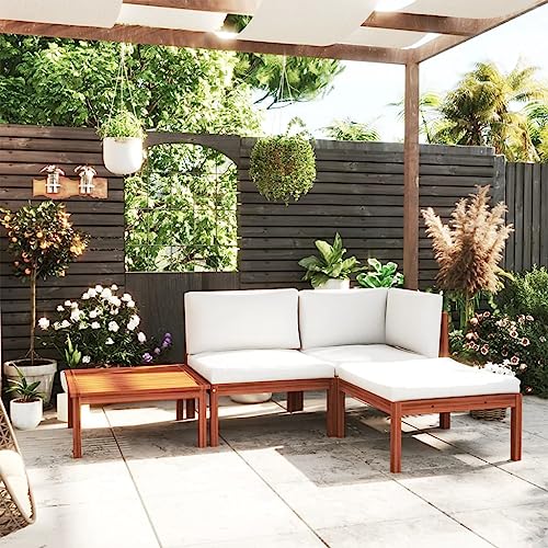 4-TLG. Garten-Lounge-Set, cremefarbenes Akazienholz & Seil, modernes Outdoor Möbelset für Terrasse & Balkon, mit bequemen Kissen 4-TLG. Garten-Lounge-Set, cremefarbenes Akazienholz & Seil, modernes Outdoor Möbelset für Terrasse & Balkon, mit bequemen Kissen von Teenpull