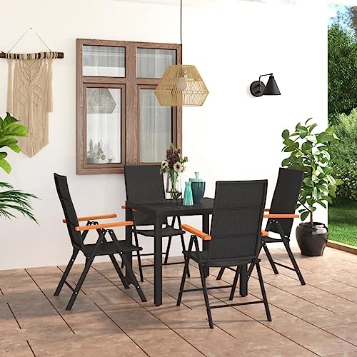 5-TLG. Garten Essgruppe, Schwarz-Braun, verstellbare Stühle, WPC-Tischplatte, Aluminiumgestell, wetterfestes Rattan, für Terrasse & Balkon, Robustes Outdoor-Möbelset 5-TLG. Garten Essgruppe, Schwarz-Braun, verstellbare Stühle, WPC-Tischplatte, Aluminiumgestell, wetterfestes Rattan, für Terrasse & Balkon, Robustes Outdoor-Möbelset von Teenpull