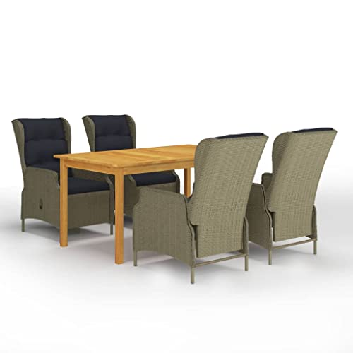 5-TLG. Garten-Essgruppe Braun, Akazienholz Esstisch mit 4 verstellbaren PE-Rattan Stühlen & Kissen, Robustes Outdoor Möbel Set für Terrasse Balkon Poolbereich 5-TLG. Garten-Essgruppe Braun, Akazienholz Esstisch mit 4 verstellbaren PE-Rattan Stühlen & Kissen, Robustes Outdoor Möbel Set für Terrasse Balkon Poolbereich von Teenpull