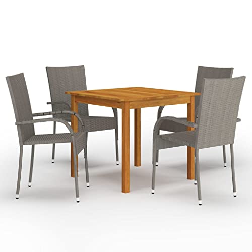 5-TLG. Garten-Essgruppe Grau, Akazienholz Esstisch, 85x85x74cm, stapelbare PE-Rattan Stühle, 4er Set für Terrasse, Balkon & Außenbereich, robust & pflegeleicht 5-TLG. Garten-Essgruppe Grau, Akazienholz Esstisch, 85x85x74cm, stapelbare PE-Rattan Stühle, 4er Set für Terrasse, Balkon & Außenbereich, robust & pflegeleicht von Teenpull