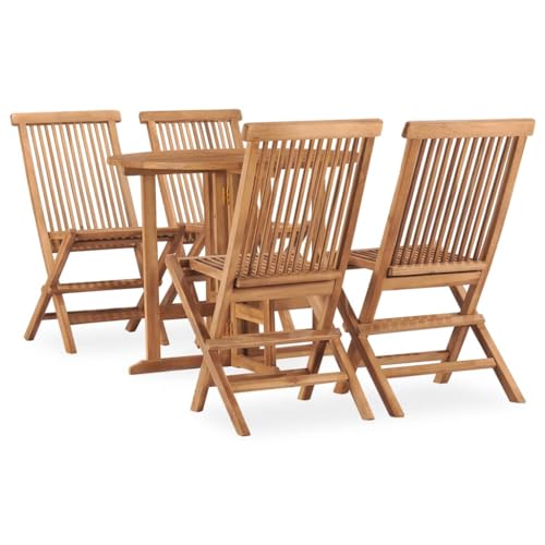 5-TLG. Garten-Essgruppe Klappbar Massivholz Teak, Robustes Outdoor Möbel-Set für Patio Balkon, 90 cm Klapptisch mit 4 Stühlen 5-TLG. Garten-Essgruppe Klappbar Massivholz Teak, Robustes Outdoor Möbel-Set für Patio Balkon, 90 cm Klapptisch mit 4 Stühlen von Teenpull