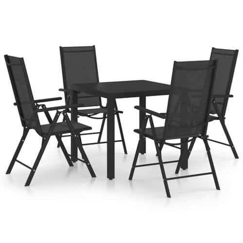 5-TLG. Garten-Essgruppe Schwarz Aluminium, klappbare Stühle, 7-Fach verstellbar, WPC-Tischplatte, wetterfestes Outdoor-Möbelset für Terrasse, Balkon 5-TLG. Garten-Essgruppe Schwarz Aluminium, klappbare Stühle, 7-Fach verstellbar, WPC-Tischplatte, wetterfestes Outdoor-Möbelset für Terrasse, Balkon von Teenpull