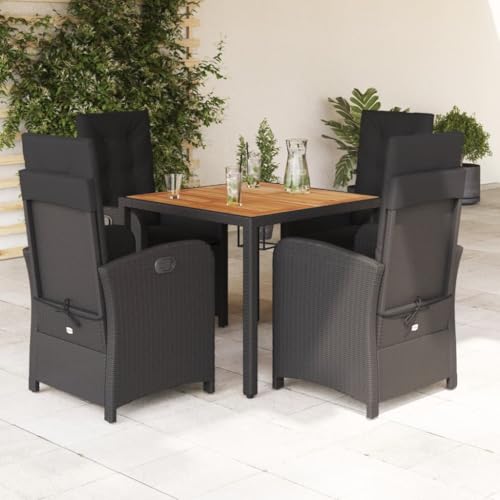5-TLG. Garten-Essgruppe Schwarz Poly Rattan, verstellbare Stühle, Glastisch, Kissen, UV-beständig, 110 kg pro Sitz, für Patio, Balkon, Terrasse 5-TLG. Garten-Essgruppe Schwarz Poly Rattan, verstellbare Stühle, Glastisch, Kissen, UV-beständig, 110 kg pro Sitz, für Patio, Balkon, Terrasse von Teenpull