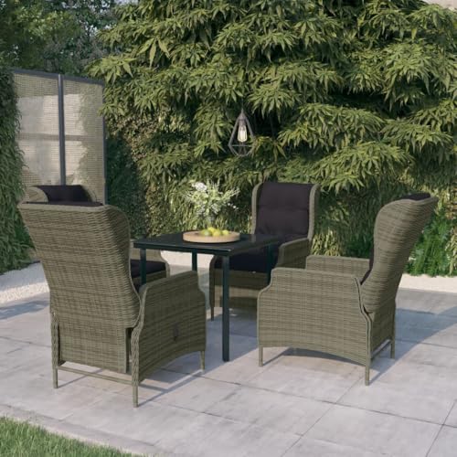 5-TLG. Garten-Essgruppe aus braunem PE-Rattan, Outdoor-Esszimmer-Set mit Liegesesseln und Glastisch, wasserbeständig für Terrasse und Balkon von Teenpull