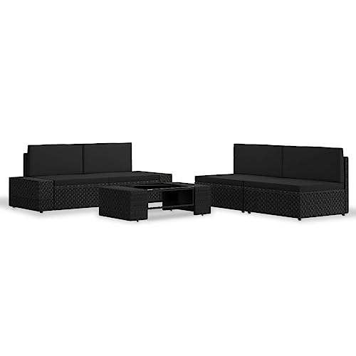 5-TLG. Garten Lounge-Set, Poly Rattan Schwarz, Modulares Outdoor Möbel-Set für Terrasse & Balkon, Wetterfestes Design mit Couchtisch 5-TLG. Garten Lounge-Set, Poly Rattan Schwarz, Modulares Outdoor Möbel-Set für Terrasse & Balkon, Wetterfestes Design mit Couchtisch von Teenpull