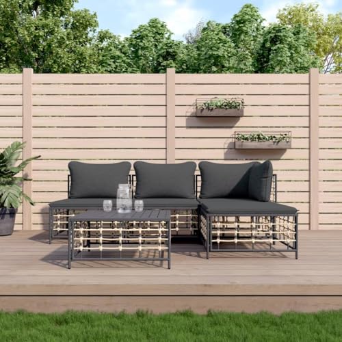5-TLG. Garten-Lounge-Set Anthrazit aus wetterfestem Poly Rattan mit dicken Kissen, modulares Design, robuster Stahlrahmen für Terrasse & Balkon 5-TLG. Garten-Lounge-Set Anthrazit aus wetterfestem Poly Rattan mit dicken Kissen, modulares Design, robuster Stahlrahmen für Terrasse & Balkon von Teenpull