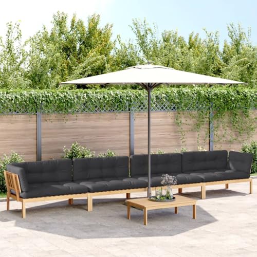 5-TLG. Garten-Sofagarnitur aus Akazienholz, ölbehandelt, Paletten-Design, Lounge-Sofa mit Kissen, modular, für Terrasse & Balkon von Teenpull