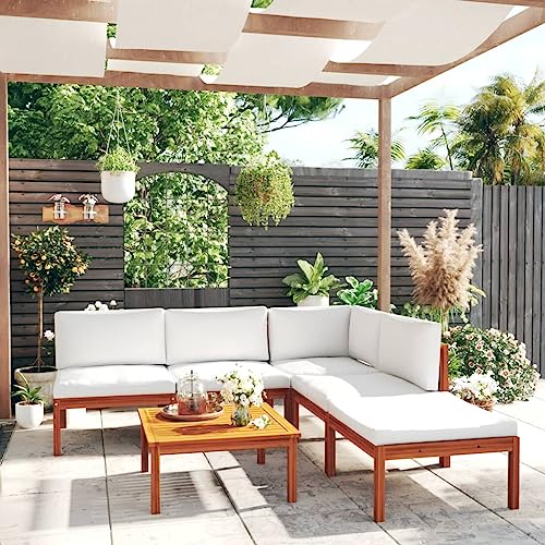 6-TLG. Garten-Lounge-Set, Cremefarbenes Massivholz Akazie & Seil, Outdoor Möbel mit Kissen für Terrasse, Balkon & Poolbereich, Modular erweiterbar 6-TLG. Garten-Lounge-Set, Cremefarbenes Massivholz Akazie & Seil, Outdoor Möbel mit Kissen für Terrasse, Balkon & Poolbereich, Modular erweiterbar von Teenpull