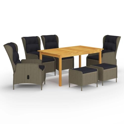 7-TLG. Garten-Essgruppe Braun mit Liegefunktion, Akazienholz-Tisch & PE-Rattan-Stühlen, Polyrattan Outdoor Möbel Set für Terrasse, Balkon & Veranda 7-TLG. Garten-Essgruppe Braun mit Liegefunktion, Akazienholz-Tisch & PE-Rattan-Stühlen, Polyrattan Outdoor Möbel Set für Terrasse, Balkon & Veranda von Teenpull