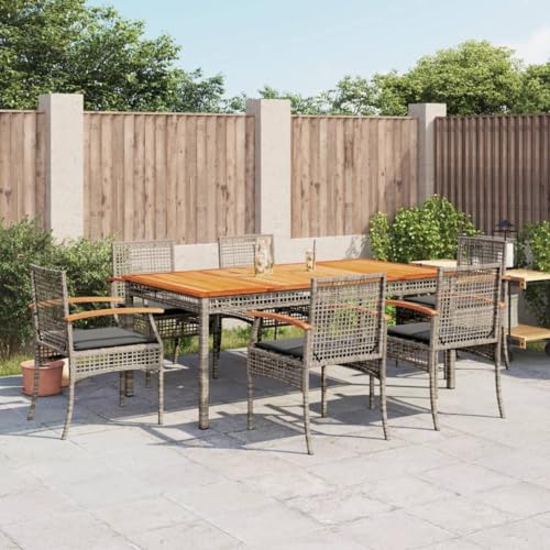 7-TLG. Garten-Essgruppe Grau Poly Rattan, 180x90cm Esstisch mit 6 Stühlen, inkl. Kissen, Outdoor Patio Möbel Set für Balkon, Terrasse & Garten 7-TLG. Garten-Essgruppe Grau Poly Rattan, 180x90cm Esstisch mit 6 Stühlen, inkl. Kissen, Outdoor Patio Möbel Set für Balkon, Terrasse & Garten von Teenpull