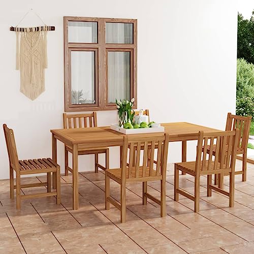 7-TLG. Garten-Essgruppe Massivholz Teakholz, wetterfest, für Terrasse & Balkon, langlebiges Outdoor-Möbelset mit 6 Stühlen & Esstisch, wasserbasiertes Finish 7-TLG. Garten-Essgruppe Massivholz Teakholz, wetterfest, für Terrasse & Balkon, langlebiges Outdoor-Möbelset mit 6 Stühlen & Esstisch, wasserbasiertes Finish von Teenpull