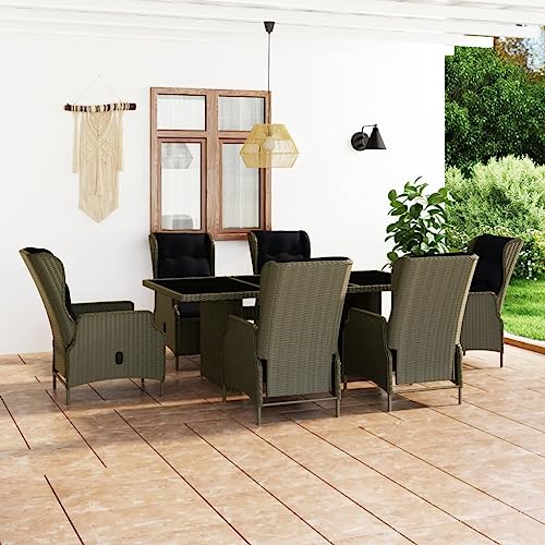 7-TLG. Garten-Essgruppe Poly Rattan Braun mit Liegefunktion, Außenbereich Möbel Set für Terrasse, Balkon, Esszimmer, inkl. 6 Stühle & Tisch, Bequeme Kissen 7-TLG. Garten-Essgruppe Poly Rattan Braun mit Liegefunktion, Außenbereich Möbel Set für Terrasse, Balkon, Esszimmer, inkl. 6 Stühle & Tisch, Bequeme Kissen von Teenpull