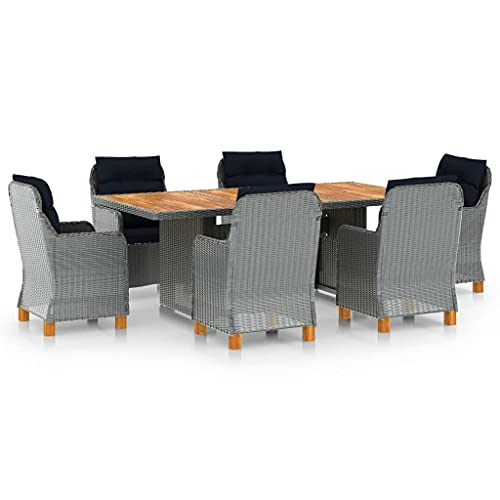 7-TLG. Garten-Essgruppe Poly Rattan Hellgrau, Outdoor-Möbelset mit 6 Stühlen & Tisch, Bequeme Kissen, für Terrasse, Balkon & Garten 7-TLG. Garten-Essgruppe Poly Rattan Hellgrau, Outdoor-Möbelset mit 6 Stühlen & Tisch, Bequeme Kissen, für Terrasse, Balkon & Garten von Teenpull