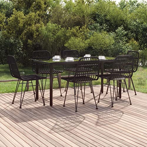 7-TLG. Garten-Essgruppe Schwarz Poly Rattan, Outdoor Möbel Set mit Hartglas-Tisch, 6 Stühle, stabil, wetterfest, für Garten Terrasse Balkon, modernes Design 7-TLG. Garten-Essgruppe Schwarz Poly Rattan, Outdoor Möbel Set mit Hartglas-Tisch, 6 Stühle, stabil, wetterfest, für Garten Terrasse Balkon, modernes Design von Teenpull