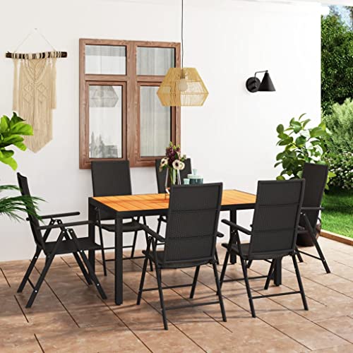 7-TLG. Garten-Essgruppe Schwarz und Braun, verstellbare Outdoor Patio Möbel Set mit Aluminiumrahmen, wetterfestes Rattan-Geflecht für Terrasse & Balkon von Teenpull