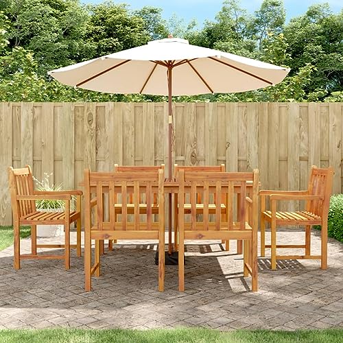 7-TLG. Garten-Essgruppe aus Akazien-Massivholz, 150x90cm Esstisch mit 6 Stühlen, Robustes Outdoor Essmöbel-Set für Patio, Balkon & Terrasse, geöltes Hartholz Möbel 7-TLG. Garten-Essgruppe aus Akazien-Massivholz, 150x90cm Esstisch mit 6 Stühlen, Robustes Outdoor Essmöbel-Set für Patio, Balkon & Terrasse, geöltes Hartholz Möbel von Teenpull