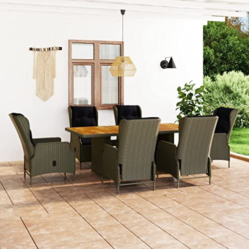 7-TLG. Garten-Essgruppe mit verstellbaren Stühlen, Poly Rattan Braun, für Terrasse, Balkon & Außenbereich, inklusive bequemer Auflagen 7-TLG. Garten-Essgruppe mit verstellbaren Stühlen, Poly Rattan Braun, für Terrasse, Balkon & Außenbereich, inklusive bequemer Auflagen von Teenpull