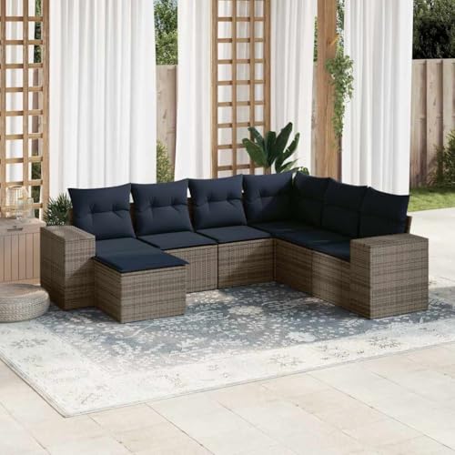7-teiliges Gartensofa-Set, Grau, Polyrattan, UV-beständig, Modulares Design, für Terrasse, Balkon und Outdoor-Bereich 7-teiliges Gartensofa-Set, Grau, Polyrattan, UV-beständig, Modulares Design, für Terrasse, Balkon und Outdoor-Bereich von Teenpull