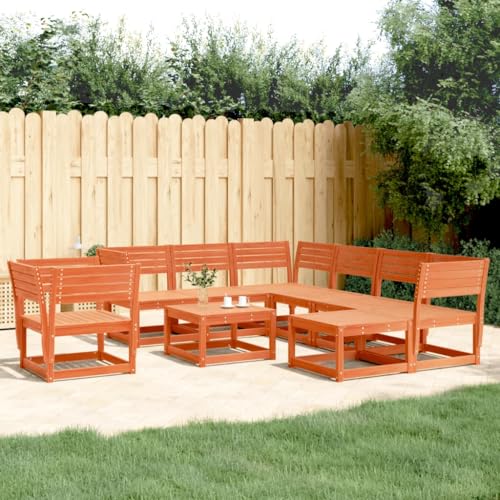 8-TLG. Garten-Lounge-Set Wachsbraun Massivholz Kiefer, Modulares Design für Terrasse Balkon, Bequeme Outdoor Sitzgruppe, Langlebiges Patio Möbelset von Teenpull