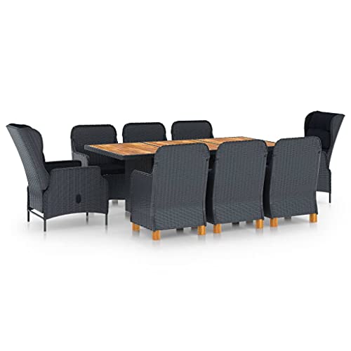 9-TLG. Garten-Essgruppe Poly Rattan Dunkelgrau, Outdoor Esszimmermöbel Set mit 8 Stühlen, Tisch & Auflagen für Balkon, Terrasse 9-TLG. Garten-Essgruppe Poly Rattan Dunkelgrau, Outdoor Esszimmermöbel Set mit 8 Stühlen, Tisch & Auflagen für Balkon, Terrasse von Teenpull