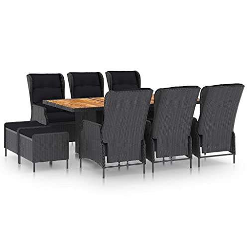 9-TLG. Garten-Essgruppe Poly Rattan Dunkelgrau mit verstellbaren Sesseln, Akazienholz-Tisch, bequemen Auflagen für Terrasse & Balkon 9-TLG. Garten-Essgruppe Poly Rattan Dunkelgrau mit verstellbaren Sesseln, Akazienholz-Tisch, bequemen Auflagen für Terrasse & Balkon von Teenpull