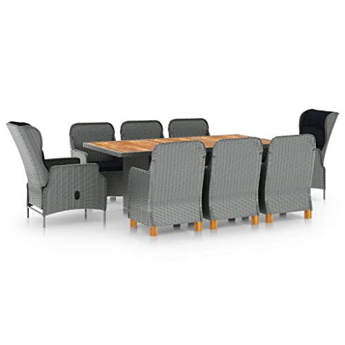 9-TLG. Garten-Essgruppe Poly Rattan Hellgrau mit Auflagen, Outdoor-Möbel-Set für Terrasse und Balkon, wetterfestes Dining Set mit 8 Stühlen und Tisch 9-TLG. Garten-Essgruppe Poly Rattan Hellgrau mit Auflagen, Outdoor-Möbel-Set für Terrasse und Balkon, wetterfestes Dining Set mit 8 Stühlen und Tisch von Teenpull