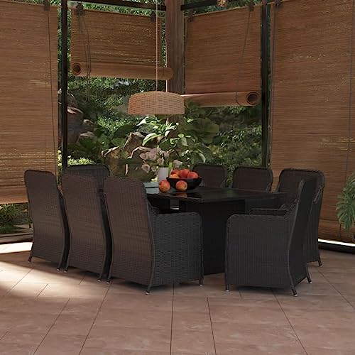 9-TLG. Garten-Essgruppe aus wetterfestem Poly-Rattan Schwarz, mit stabilen Stahlrahmen und Glasplatte, ideal für Terrasse und Balkon 9-TLG. Garten-Essgruppe aus wetterfestem Poly-Rattan Schwarz, mit stabilen Stahlrahmen und Glasplatte, ideal für Terrasse und Balkon von Teenpull