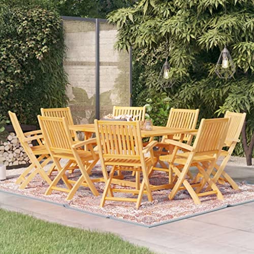9-TLG. Garten-Essgruppe aus wetterfestem Teakholz, 180x90cm Esstisch mit Schirmloch & 8 klappbaren Stühlen für Terrasse, Balkon & Garten 9-TLG. Garten-Essgruppe aus wetterfestem Teakholz, 180x90cm Esstisch mit Schirmloch & 8 klappbaren Stühlen für Terrasse, Balkon & Garten von Teenpull