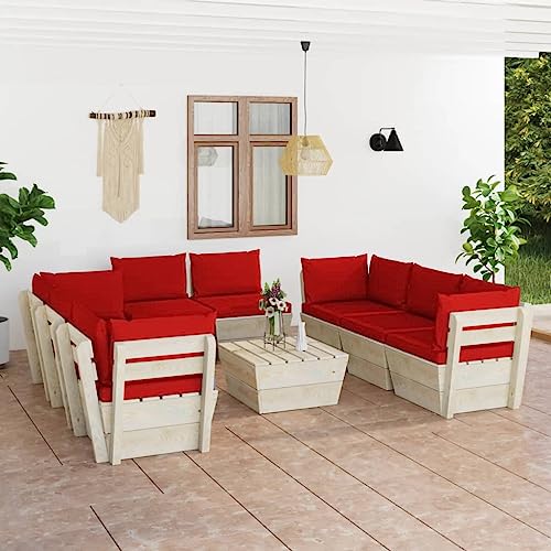 9-TLG. Garten-Sofagarnitur aus Paletten mit Kissen, imprägniertem Fichtenholz, robust, für Terrasse, Garten, Wohnzimmer – modular erweiterbar 9-TLG. Garten-Sofagarnitur aus Paletten mit Kissen, imprägniertem Fichtenholz, robust, für Terrasse, Garten, Wohnzimmer – modular erweiterbar von Teenpull