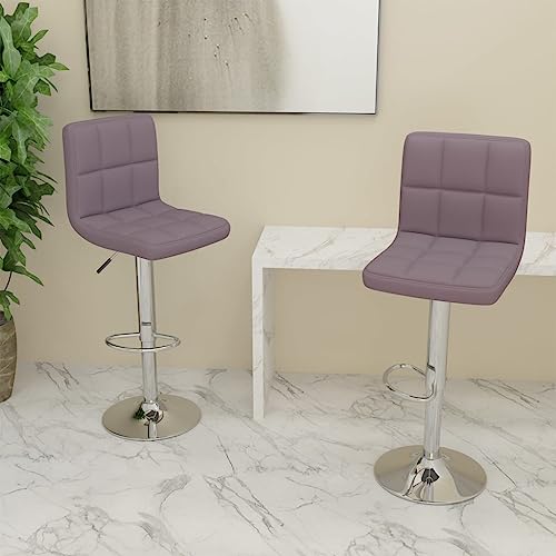 Adjustable Swivel Bar Stools, Set of 2 Modern Counter Height Kitchen Chairs, Taupe Fabric with Chrome Steel Base and Footrest von Teenpull