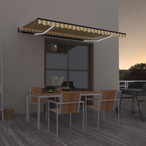 Automatische Gelenkarmmarkise mit LED-Beleuchtung & Windsensor, einziehbar, 450x300 cm, UV- & wasserbeständig für Terrasse & Garten von Teenpull