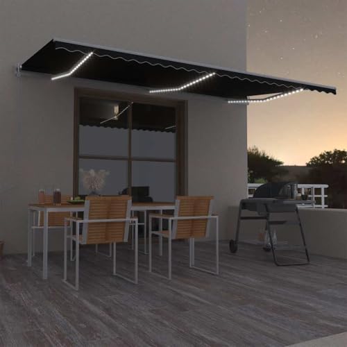Automatische Gelenkarmmarkise mit integrierter LED-Beleuchtung & Windsensor, 600x300 cm, Anthrazit, UV- & wasserbeständig für Terrasse & Balkon von Teenpull