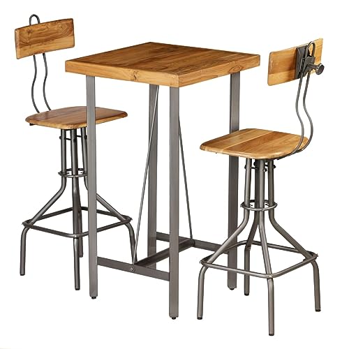 Bar-Set 3-TLG. aus recyceltem Teakholz, Massivholz Tisch, 2 Stühle mit Stahlrahmen, Küchen-, Esszimmer-Möbel, modern Bar-Set 3-TLG. aus recyceltem Teakholz, Massivholz Tisch, 2 Stühle mit Stahlrahmen, Küchen-, Esszimmer-Möbel, modern von Teenpull