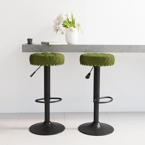 Bar Stools Set of 2, Light Green Velvet Adjustable Swivel Counter Height Chairs for Kitchen Island Dining Room von Teenpull