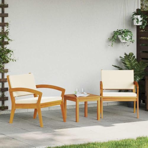 Bistrogarnitur Braun aus massivem Akazienholz, 45x45x38cm, Elegantes Posten-Bein Design, witterungsbeständig für Garten & Terrasse, modernes Outdoor-Möbel Set für 2 Personen von Teenpull