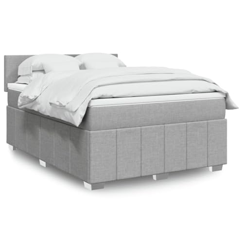 Boxspringbett 140x200 cm Hellgrau, Stoffbezug, mit Taschenfederkern Matratze & Topper, Höhenverstellbares Kopfteil, Stabiles Bettgestell Set für erholsamen Schlaf Boxspringbett 140x200 cm Hellgrau, Stoffbezug, mit Taschenfederkern Matratze & Topper, Höhenverstellbares Kopfteil, Stabiles Bettgestell Set für erholsamen Schlaf von Teenpull