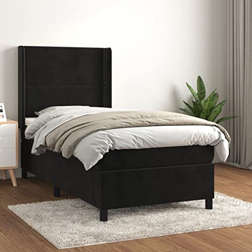 Boxspringbett 80x200 cm, Schwarz Samtbezug, mit Taschenfederkern Matratze & Topper, höhenverstellbares Kopfteil, Stabiler Bettrahmen aus Massivholz, Möbel Set für erholsamen Schlaf. Boxspringbett 80x200 cm, Schwarz Samtbezug, mit Taschenfederkern Matratze & Topper, höhenverstellbares Kopfteil, Stabiler Bettrahmen aus Massivholz, Möbel Set für erholsamen Schlaf. von Teenpull
