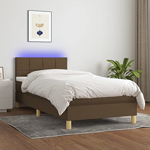 Boxspringbett 90x200 cm Dunkelbraun, Stoff Polsterbett mit Matratze, LED-Kopfteil für Schlafzimmer, Stabiler Bettrahmen & Möbel Set, inkl. Topper Boxspringbett 90x200 cm Dunkelbraun, Stoff Polsterbett mit Matratze, LED-Kopfteil für Schlafzimmer, Stabiler Bettrahmen & Möbel Set, inkl. Topper von Teenpull