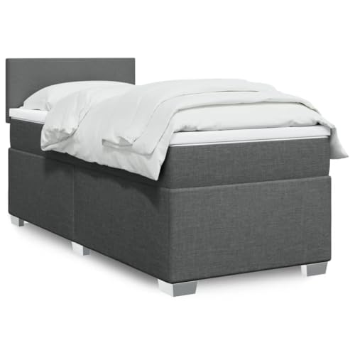 Boxspringbett Dunkelgrau 80x200 cm Stoffbezug, Komplett-Set mit Taschenfederkern-Matratze, Topper und gepolstertem Kopfteil, Stabiler Bettrahmen für Schlafzimmermöbel Boxspringbett Dunkelgrau 80x200 cm Stoffbezug, Komplett-Set mit Taschenfederkern-Matratze, Topper und gepolstertem Kopfteil, Stabiler Bettrahmen für Schlafzimmermöbel von Teenpull