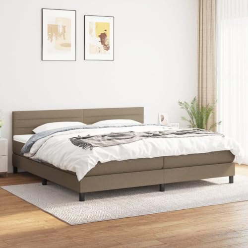 Boxspringbett Taupe 200x200 cm, Stoff Polsterbett Komplettset mit höhenverstellbarem Kopfteil, inkl. Taschenfederkern Matratzen & Topper, Bettrahmen Basis für erholsamen Schlafkomfort Boxspringbett Taupe 200x200 cm, Stoff Polsterbett Komplettset mit höhenverstellbarem Kopfteil, inkl. Taschenfederkern Matratzen & Topper, Bettrahmen Basis für erholsamen Schlafkomfort von Teenpull