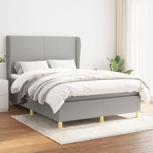 Boxspringbett mit Matratze Hellgrau 140x200 cm Stoffbezug aus Polyester, inklusive Taschenfederkernmatratze, Topper und höhenverstellbarem Kopfteil für erholsamen Schlaf im Schlafzimmer Boxspringbett mit Matratze Hellgrau 140x200 cm Stoffbezug aus Polyester, inklusive Taschenfederkernmatratze, Topper und höhenverstellbarem Kopfteil für erholsamen Schlaf im Schlafzimmer von Teenpull