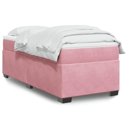 Boxspringbett mit Matratze Rosa 100x200 cm Samt Polsterbett Schlafzimmer Möbel Set, Komfortable Taschenfederkernmatratze, Weicher Matratzen Topper Boxspringbett mit Matratze Rosa 100x200 cm Samt Polsterbett Schlafzimmer Möbel Set, Komfortable Taschenfederkernmatratze, Weicher Matratzen Topper von Teenpull