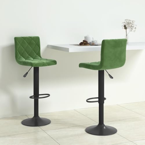 Dark Green Velvet Bar Stools, Set of 2 Adjustable Swivel Counter Height Chairs for Kitchen Island Dining Room von Teenpull