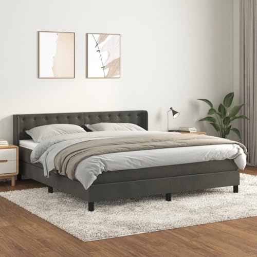 Dunkelgraues Boxspringbett 160x200 cm mit Samt Bezug, Taschenfederkern Matratze und verstellbarem Kopfteil, Polster Bettrahmen Set für Schlafzimmer Möbel mit Topper Dunkelgraues Boxspringbett 160x200 cm mit Samt Bezug, Taschenfederkern Matratze und verstellbarem Kopfteil, Polster Bettrahmen Set für Schlafzimmer Möbel mit Topper von Teenpull